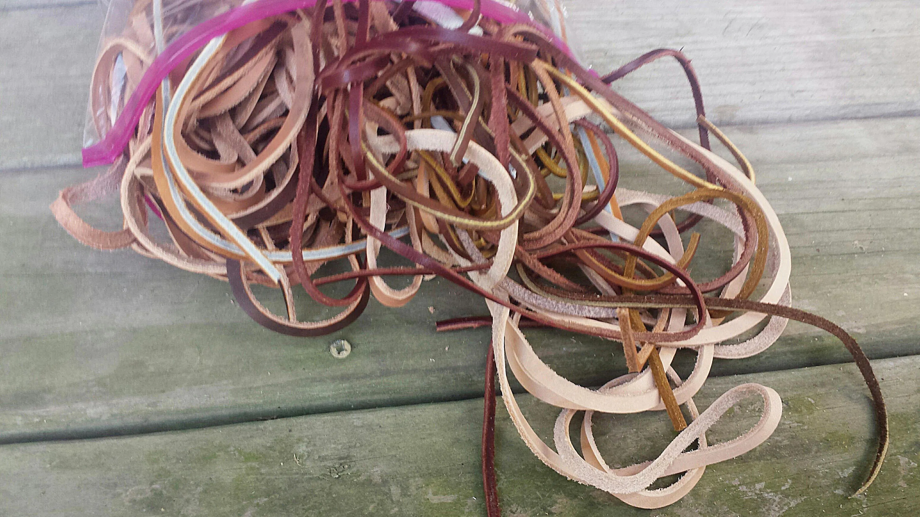 1.5 Pounds of Leather Strings and Strips - Farmers Repair Kit, Leather Strings, Lace,