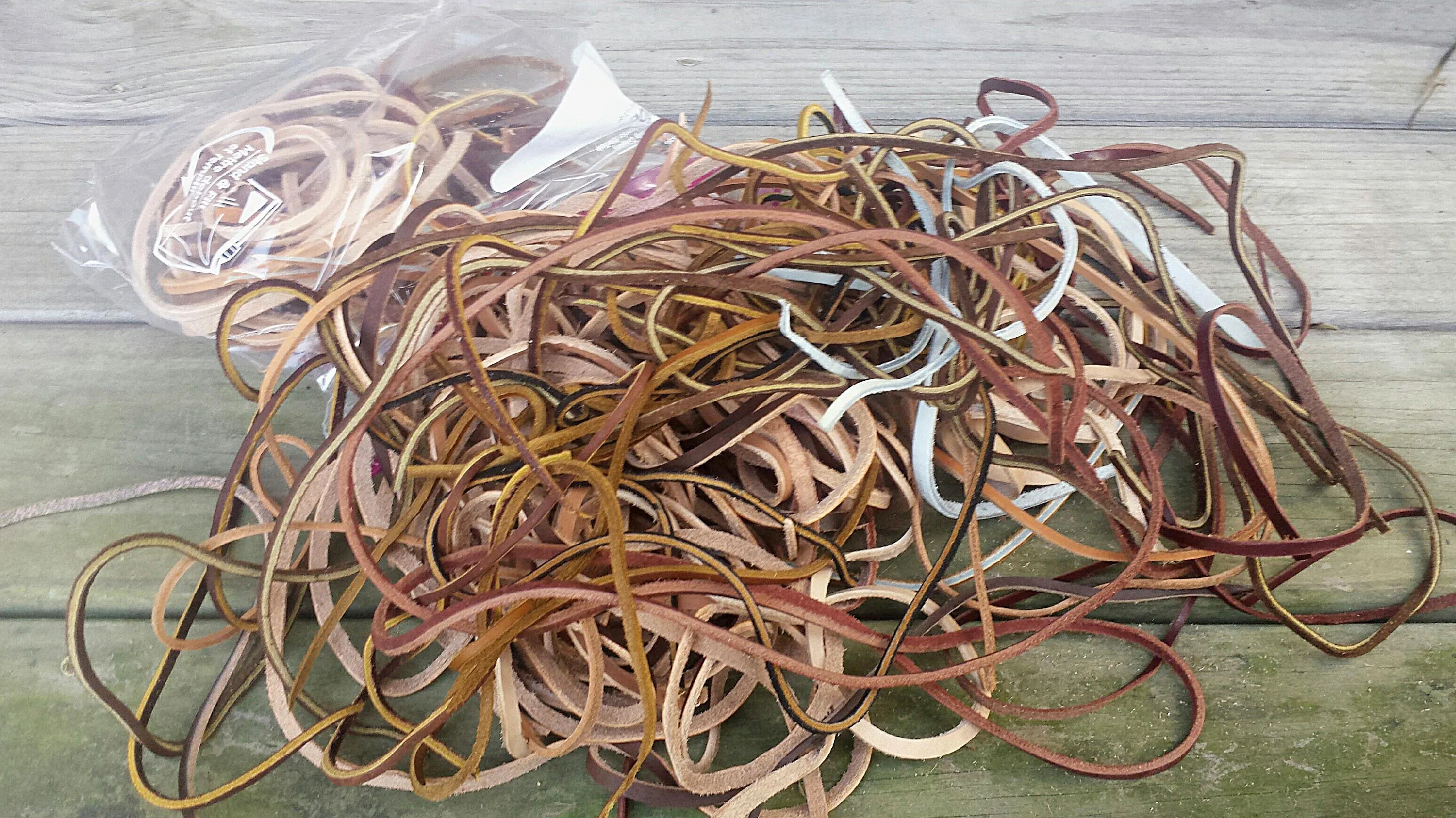 1.5 Pounds of Leather Strings and Strips - Farmers Repair Kit, Leather Strings, Lace,