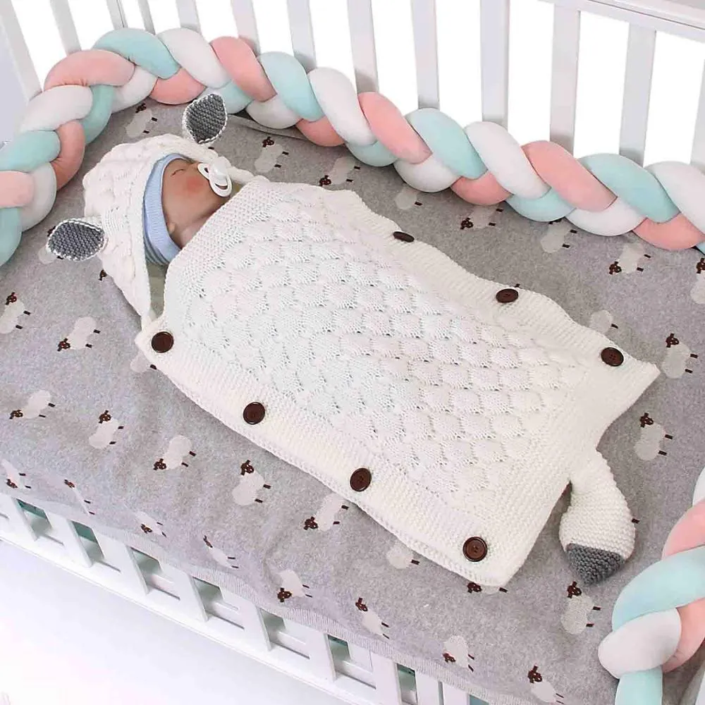 Baby Knitted Fox Cartoon Cocoon Envelope Swaddle Sleep Sacks