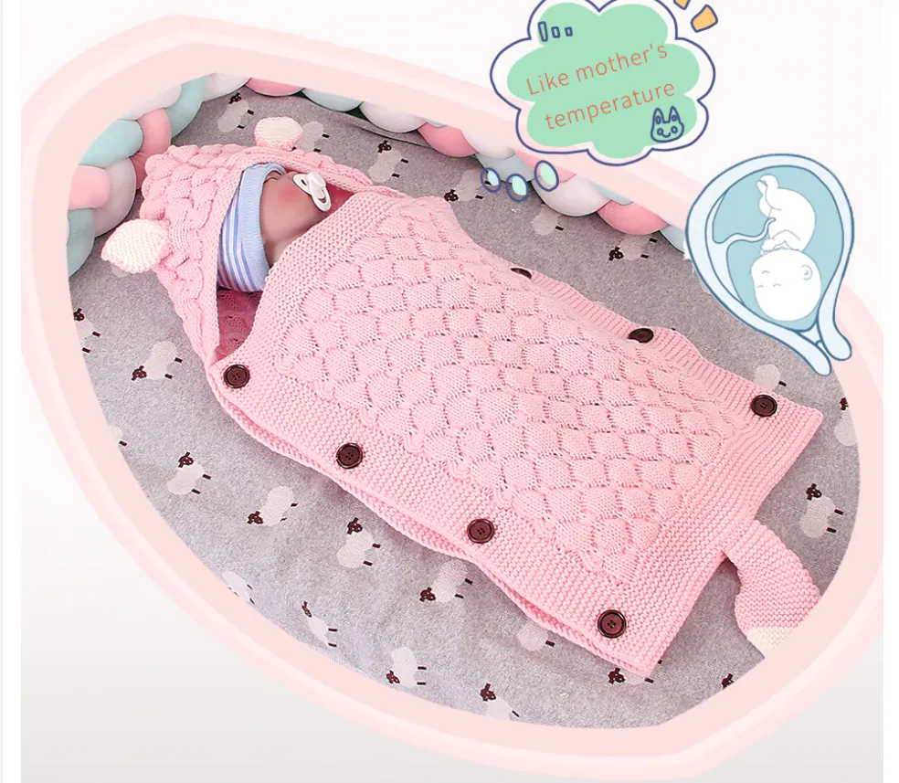 Baby Knitted Fox Cartoon Cocoon Envelope Swaddle Sleep Sacks