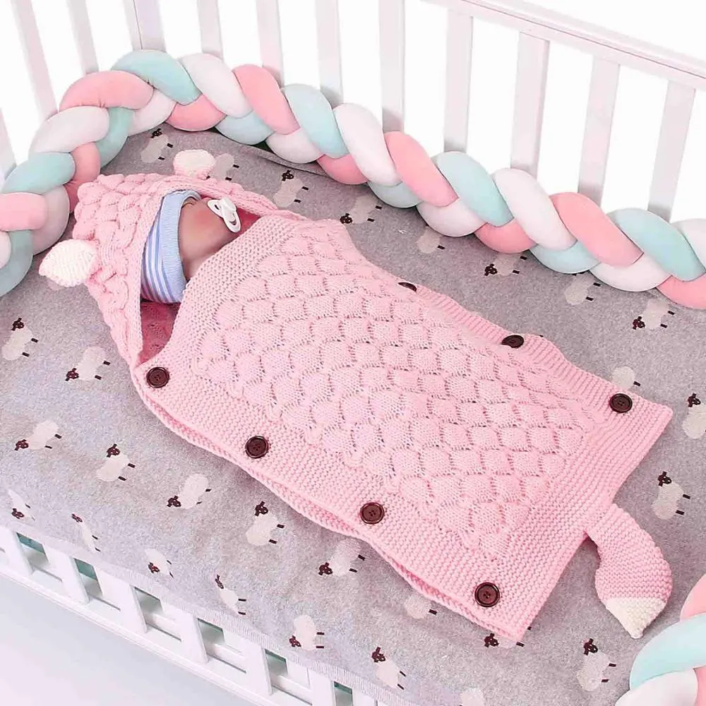 Baby Knitted Fox Cartoon Cocoon Envelope Swaddle Sleep Sacks