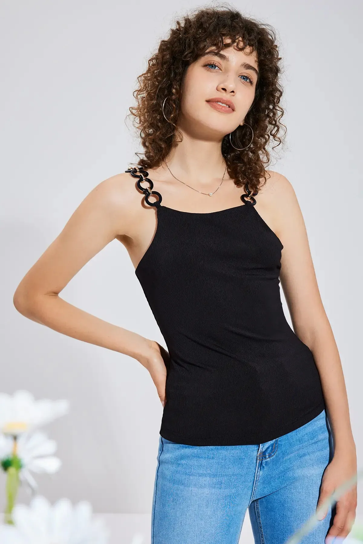 Chic Backless Chain Straps Top