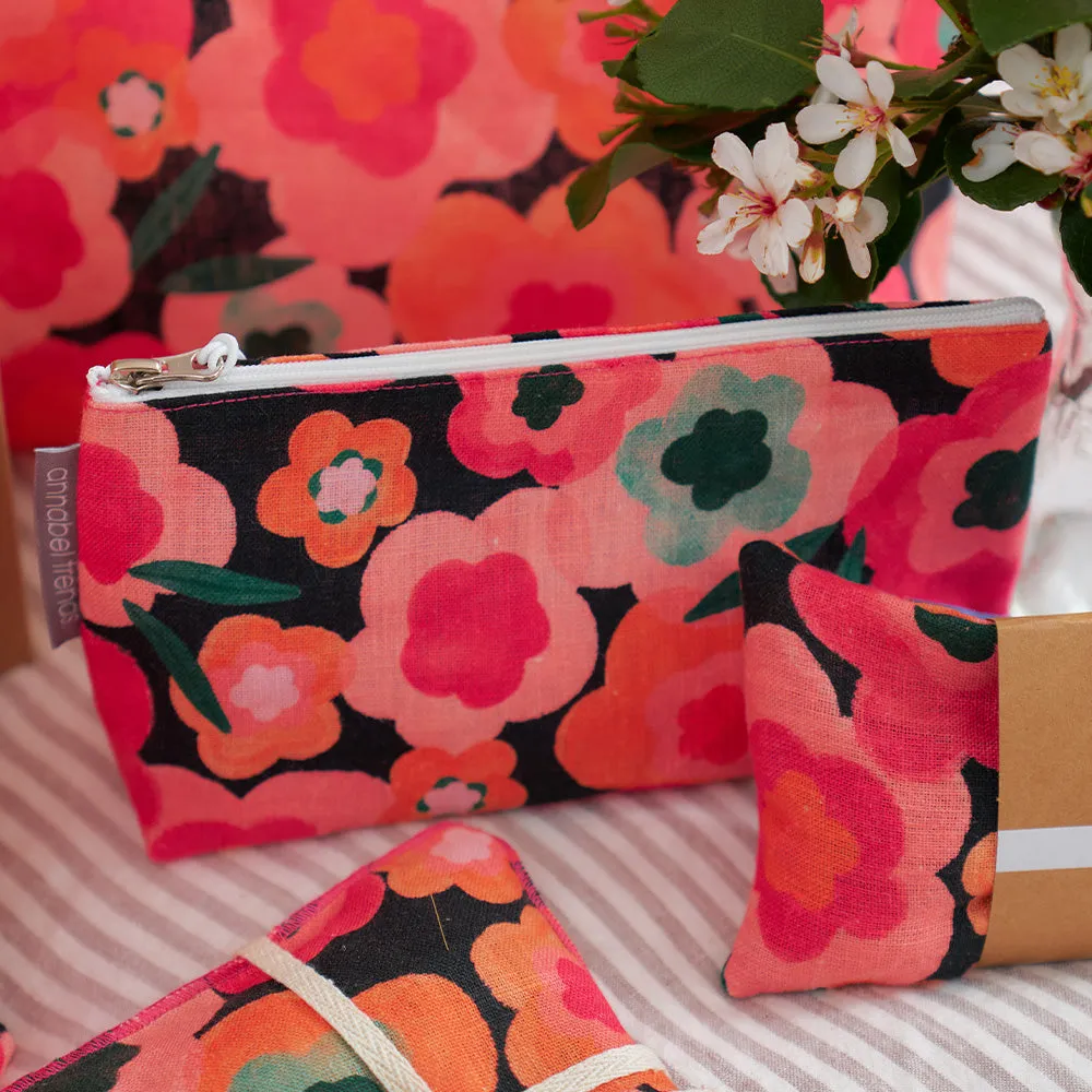 Cosmetic Bag - Linen - Large - Midnight Blooms