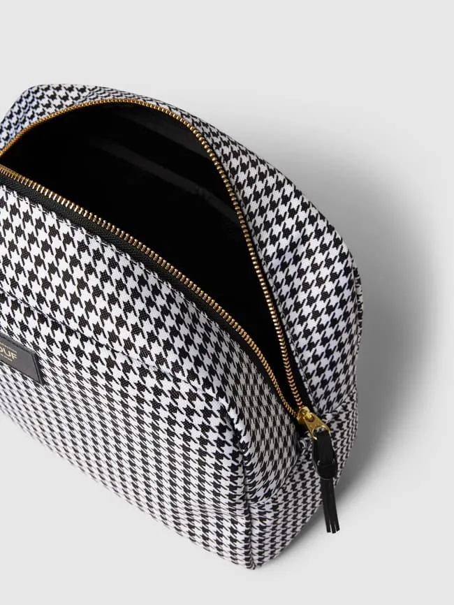 Cosmetic bag with all-over pattern, model Celine WOUF, black