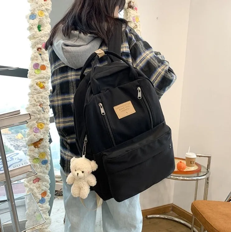 Double The Zipper Large Canvas Backpacks