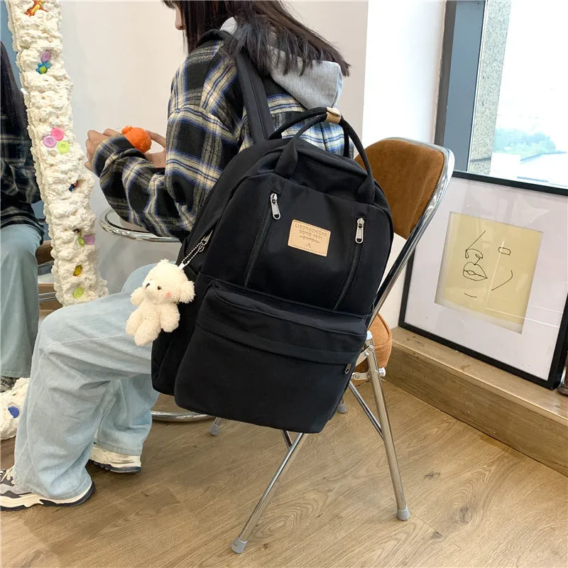 Double The Zipper Large Canvas Backpacks