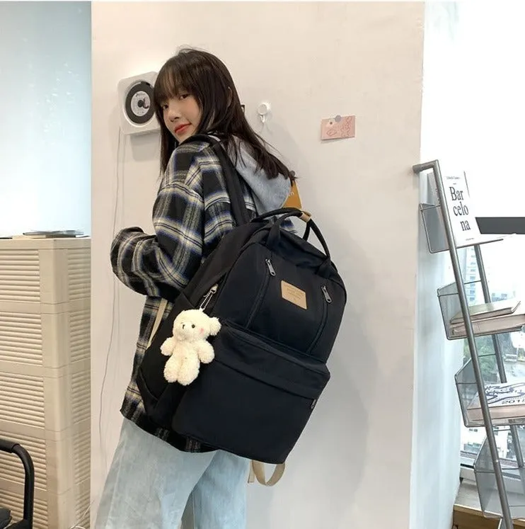 Double The Zipper Large Canvas Backpacks