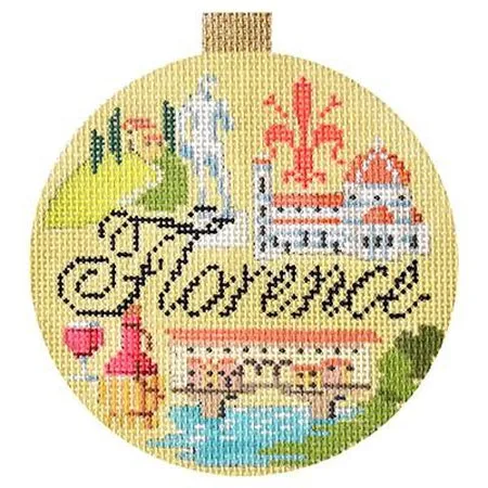 Florence Travel Round Needlepoint Canvas