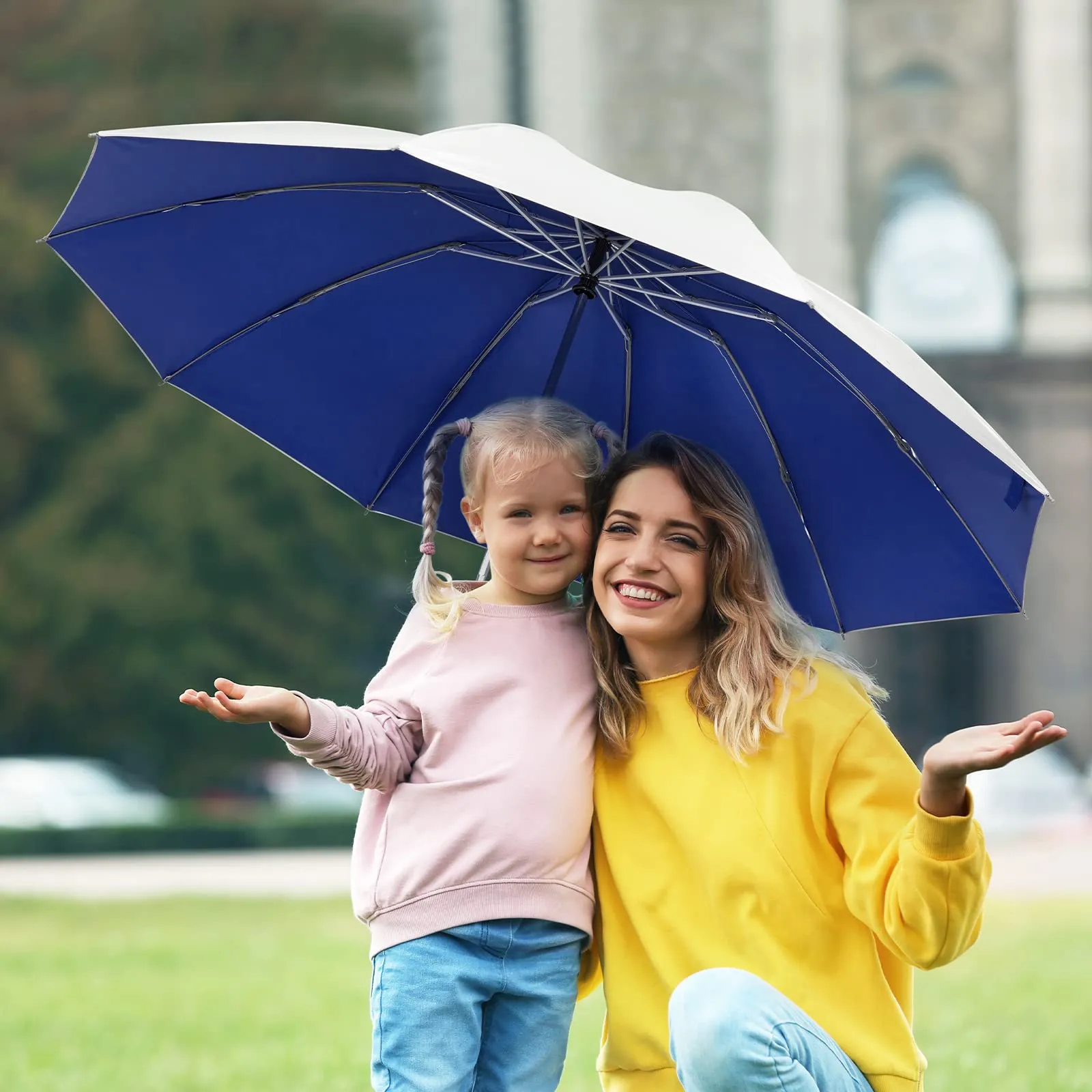 G4Free UPF 50  UV Protection 54 Inch Large Reverse Travel Umbrella