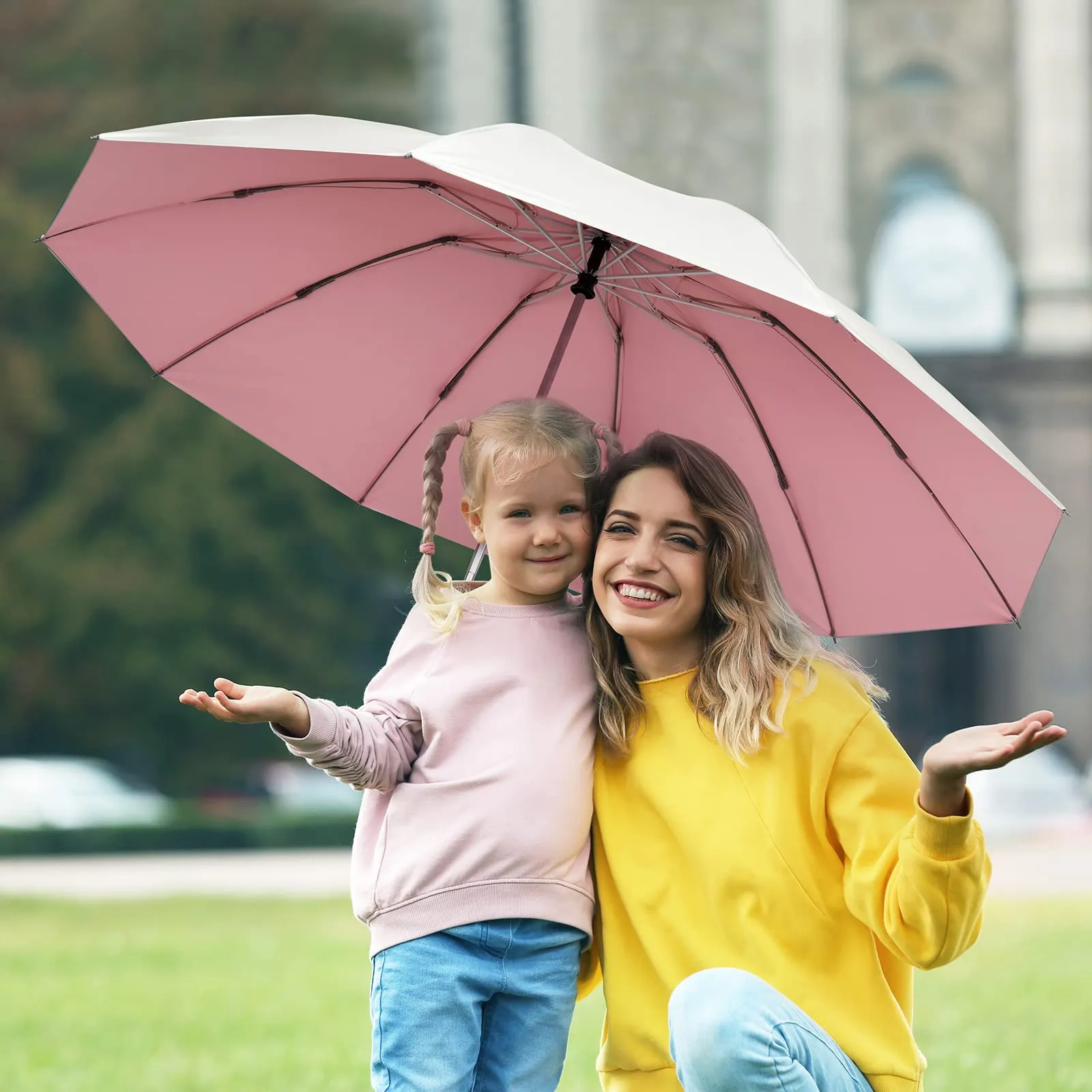 G4Free UPF 50  UV Protection 54 Inch Large Reverse Travel Umbrella