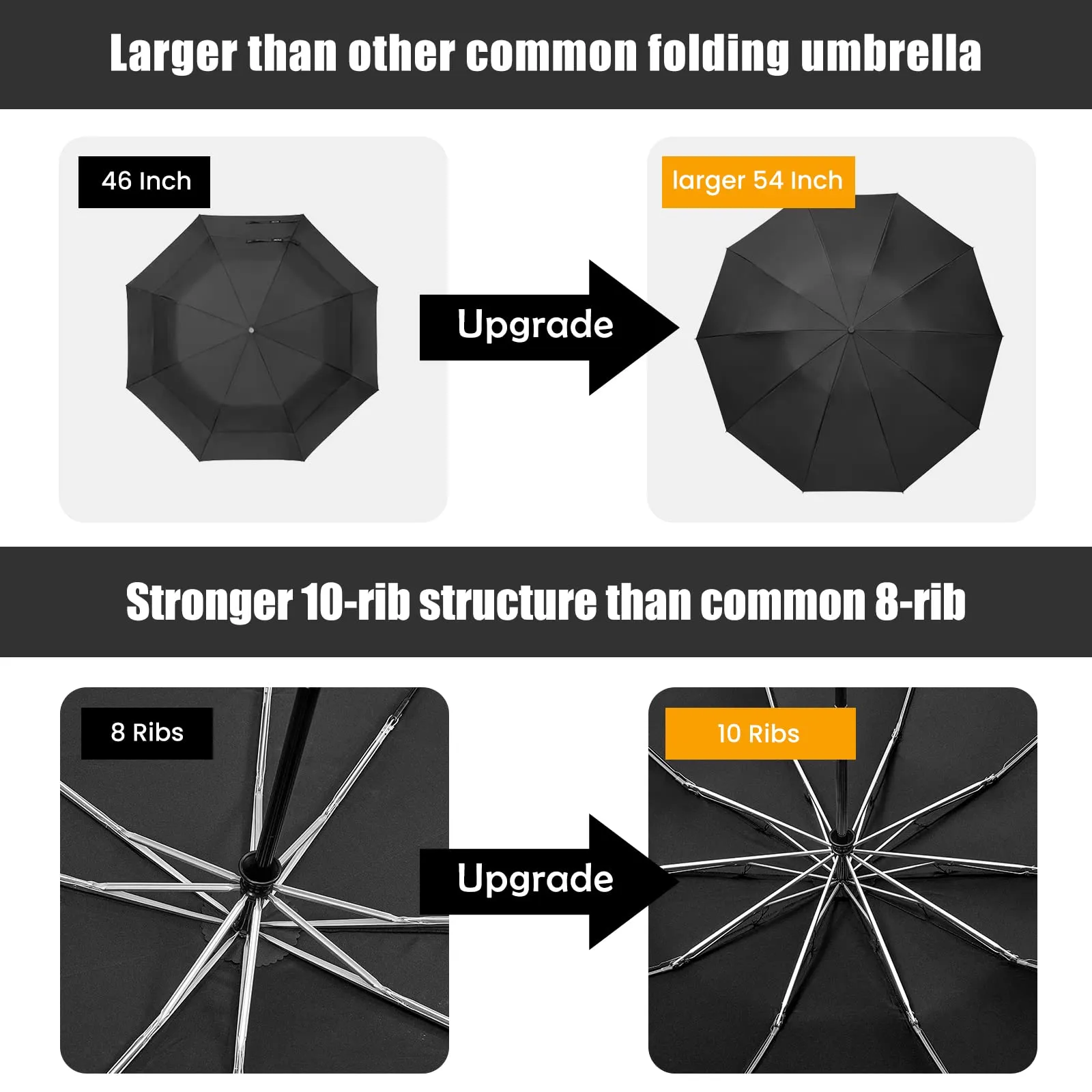 G4Free UPF 50  UV Protection 54 Inch Large Reverse Travel Umbrella
