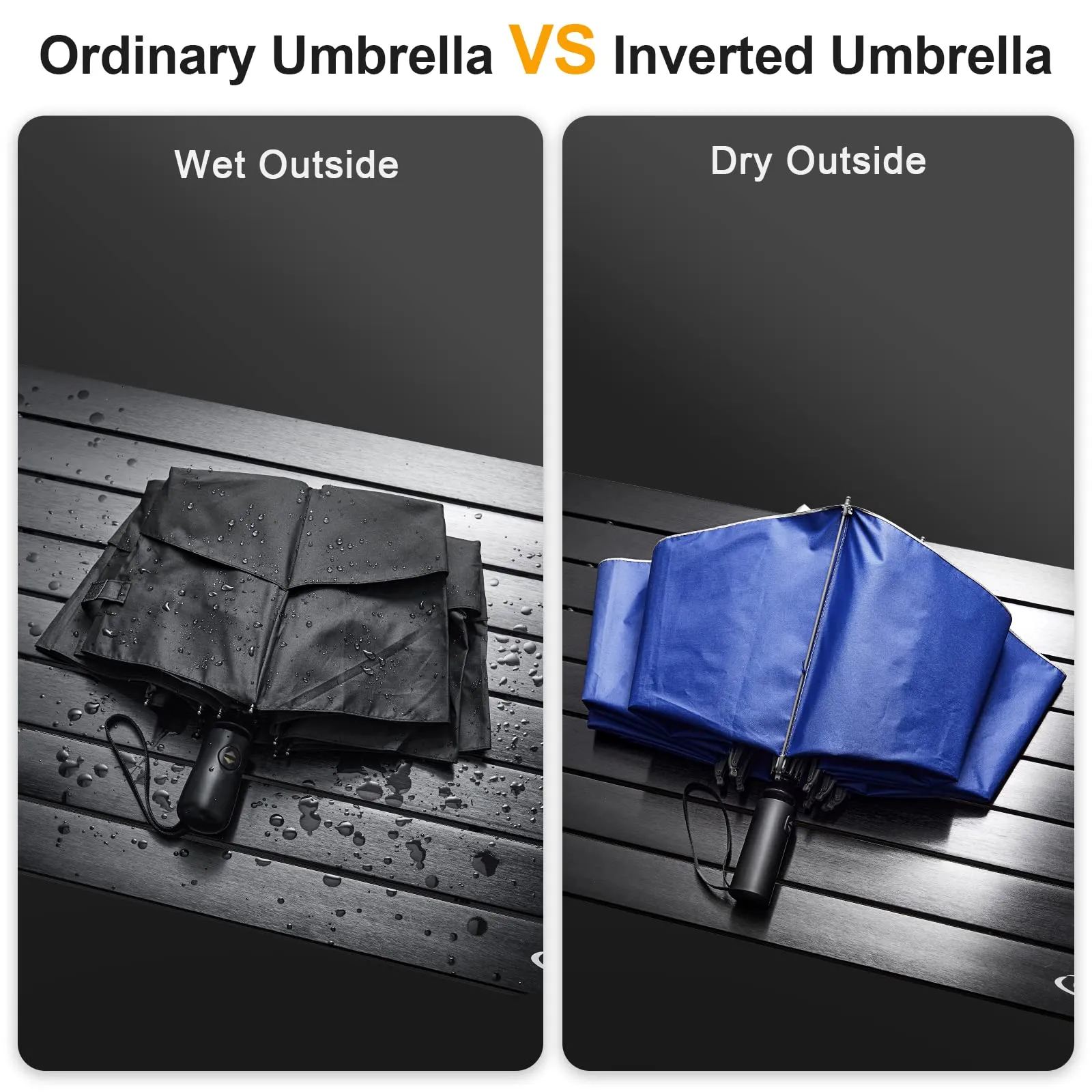 G4Free UPF 50  UV Protection 54 Inch Large Reverse Travel Umbrella