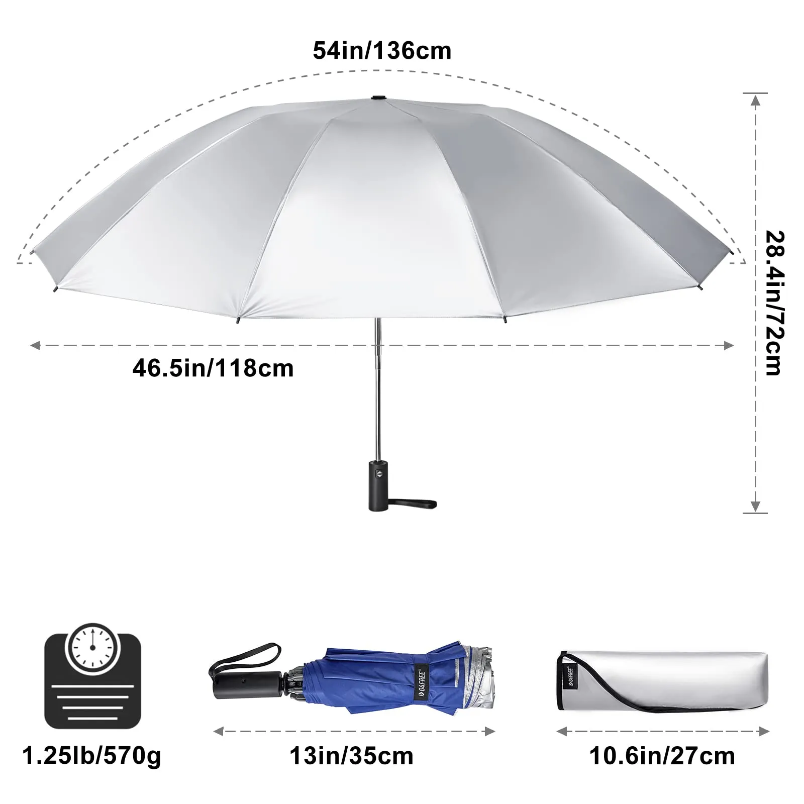 G4Free UPF 50  UV Protection 54 Inch Large Reverse Travel Umbrella