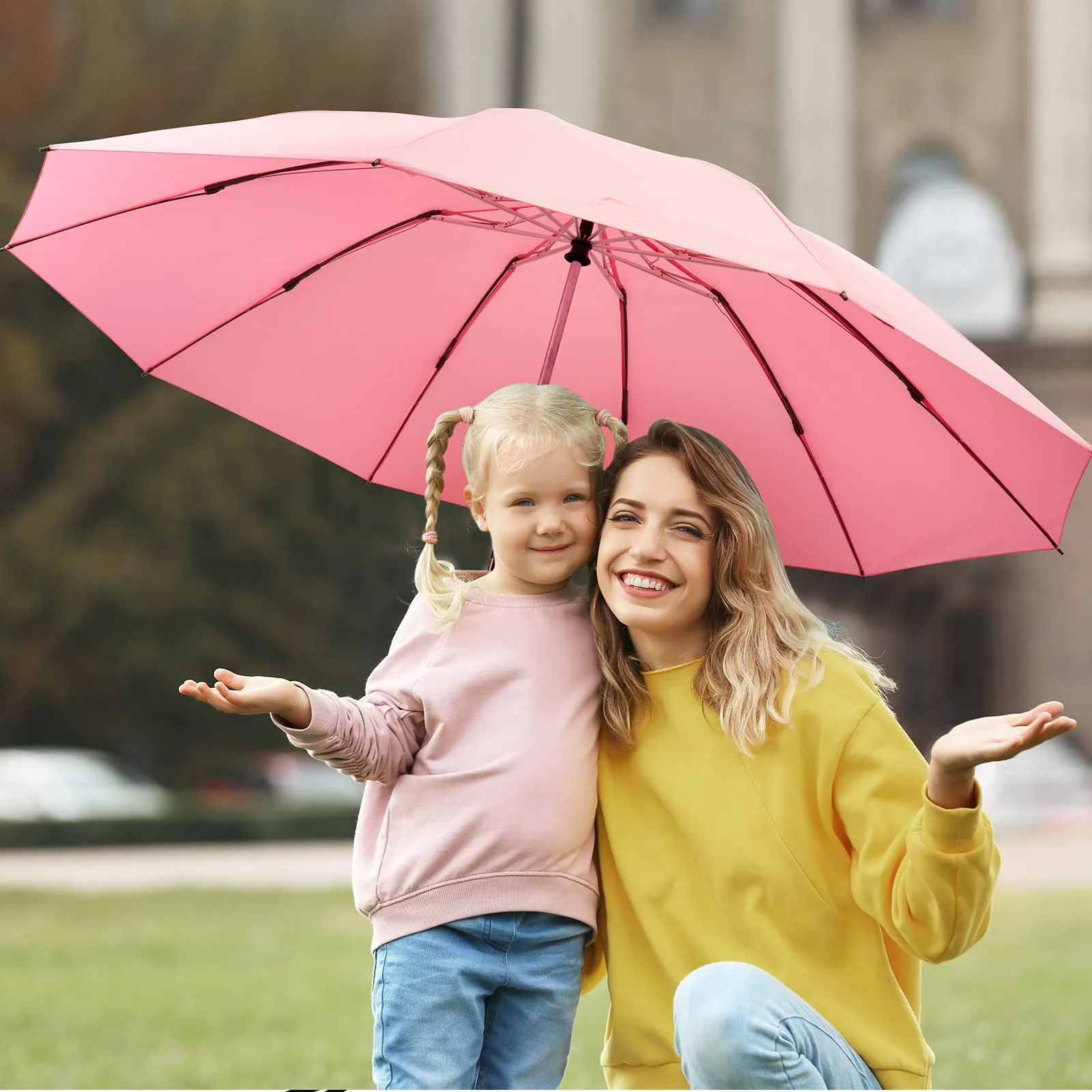 G4Free UPF 50  UV Protection 54 Inch Large Reverse Travel Umbrella