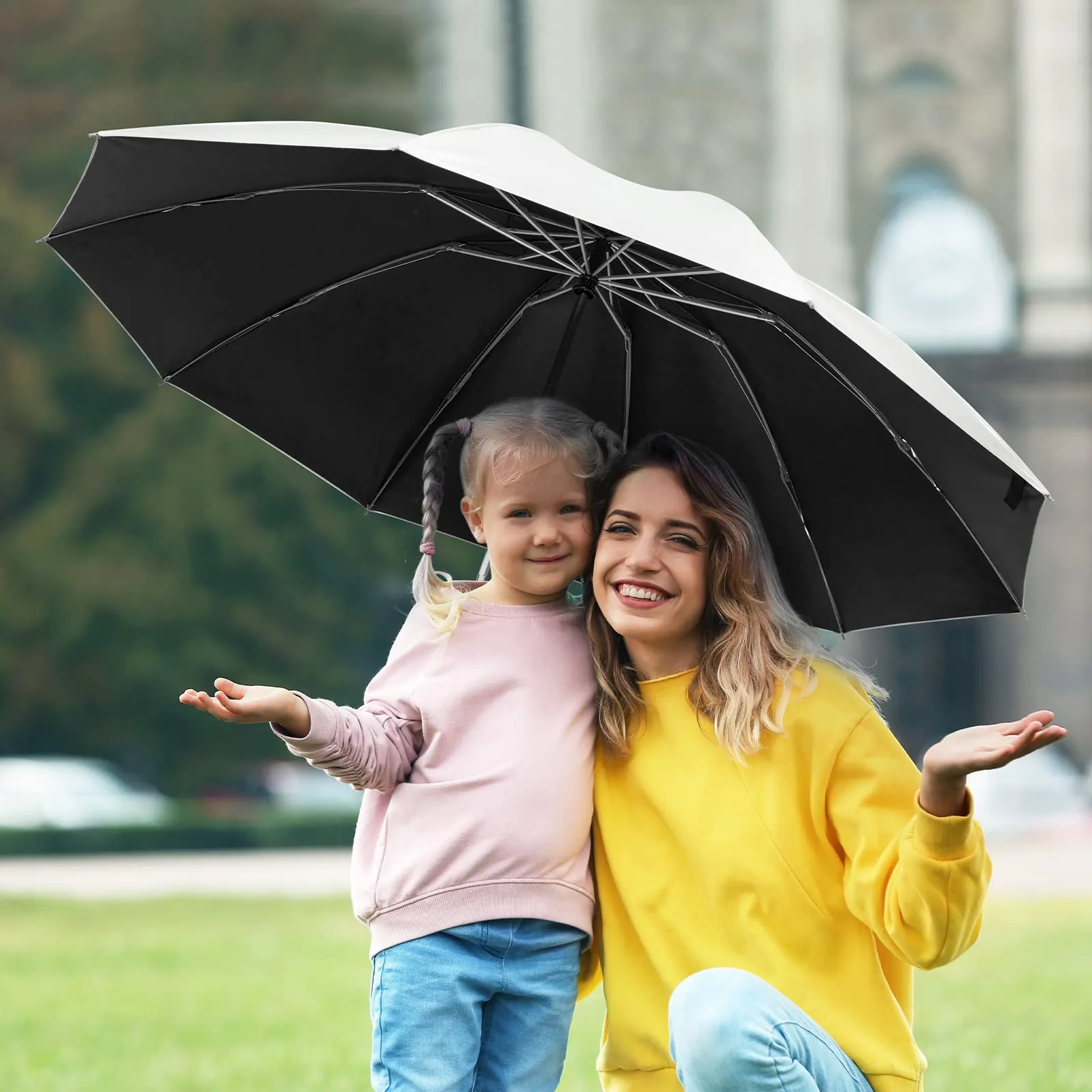 G4Free UPF 50  UV Protection 54 Inch Large Reverse Travel Umbrella