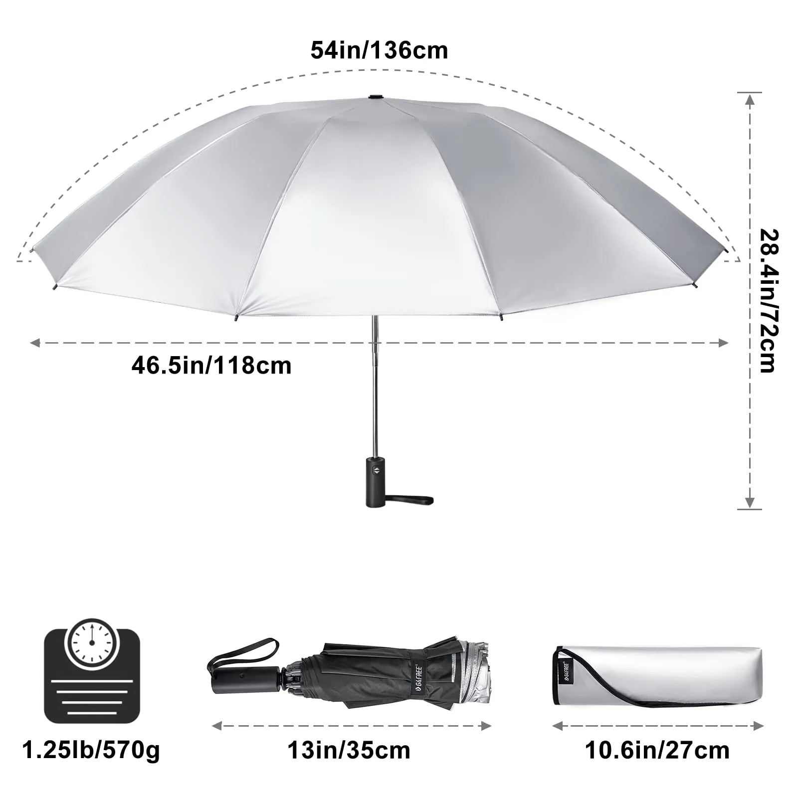 G4Free UPF 50  UV Protection 54 Inch Large Reverse Travel Umbrella