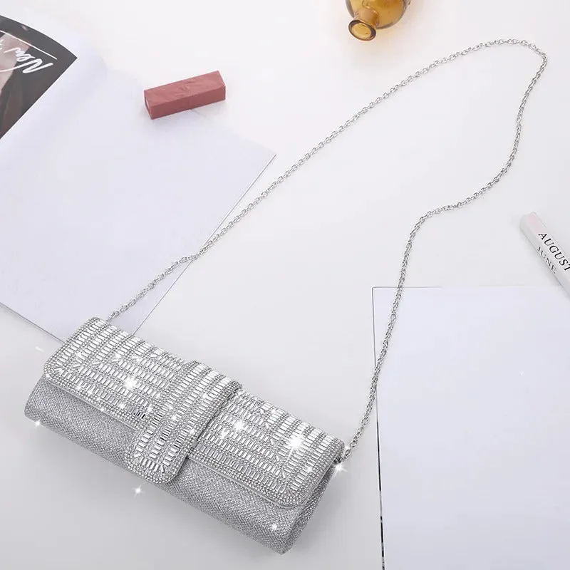 Glamorous Glitter Bling Rhinestone Decor Evening Clutch Bag
