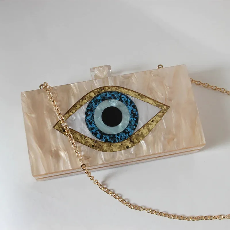 Impressive 3D Queen Blue Eye Shape Clutch Purse Handbags