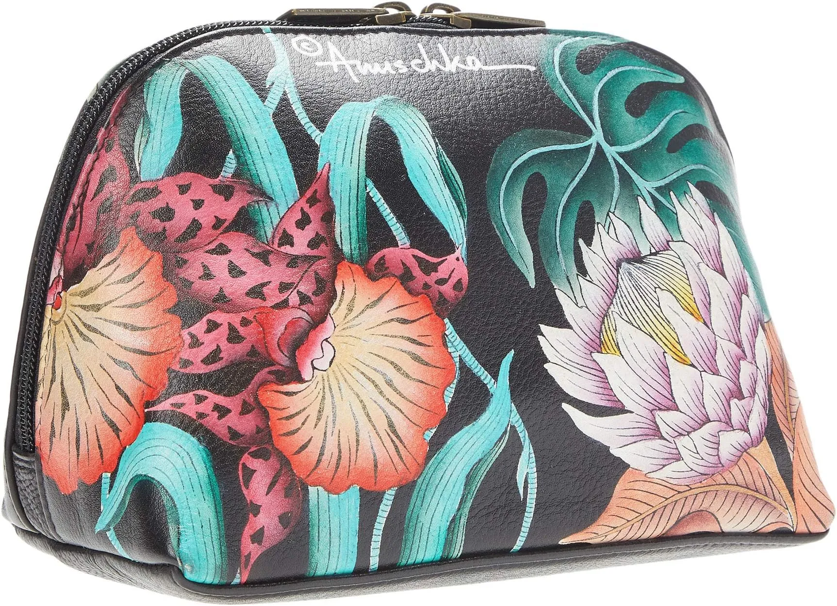Large Cosmetic Pouch 1164 Anuschka, Island Escape Black