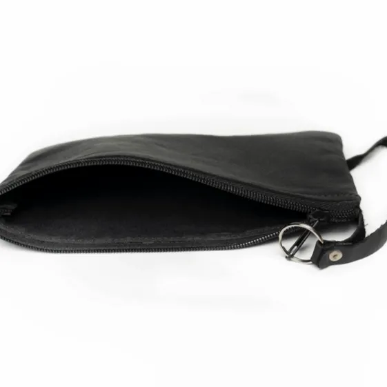 Leather Wristlet-Black