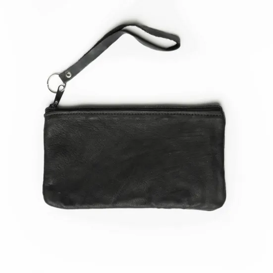 Leather Wristlet-Black