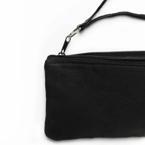 Leather Wristlet-Black