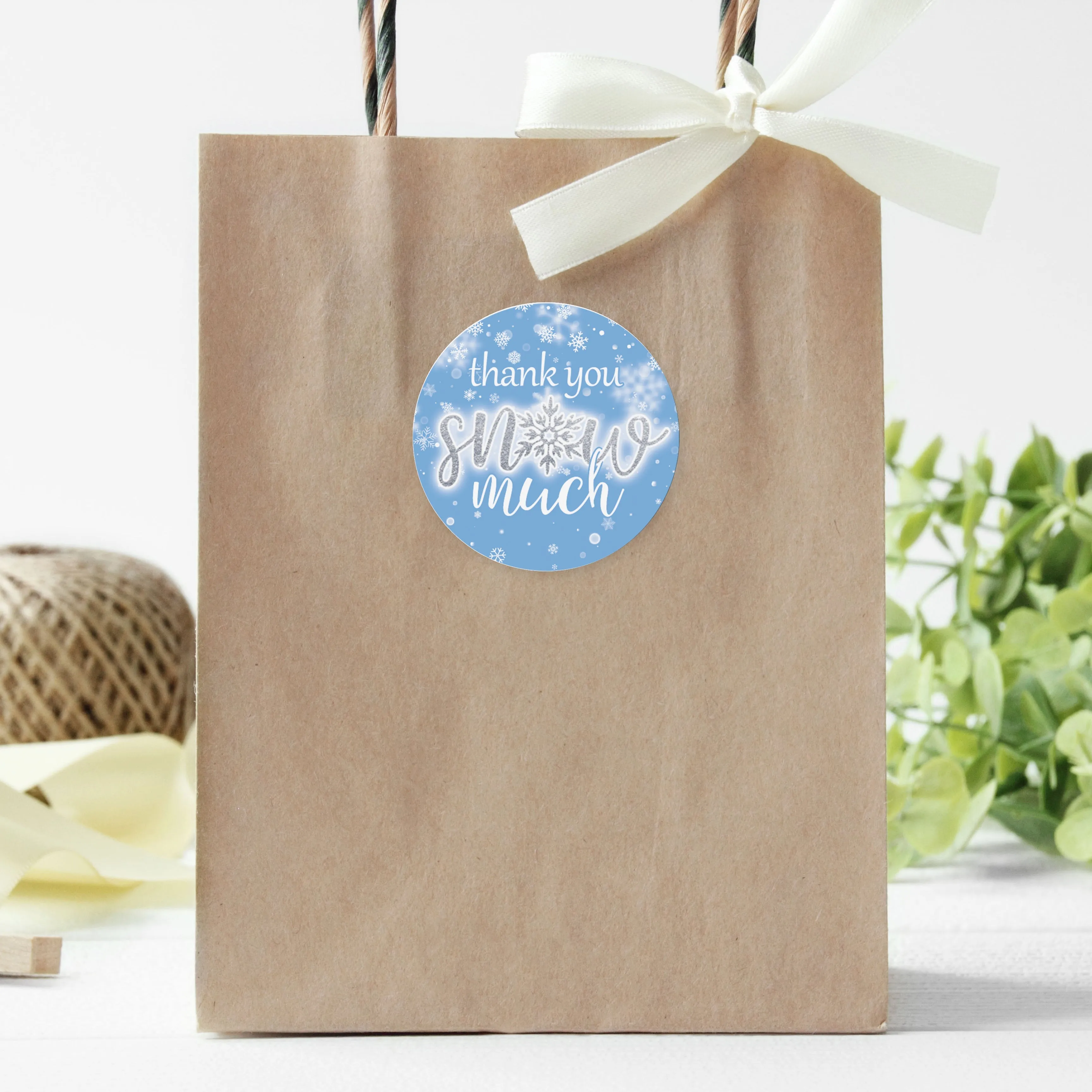 Little Snowflake: Blue -  Winter Birthday or Baby Shower - Thank You Snow Much Stickers - Boy - Baby It's Cold Outside - 40 Stickers