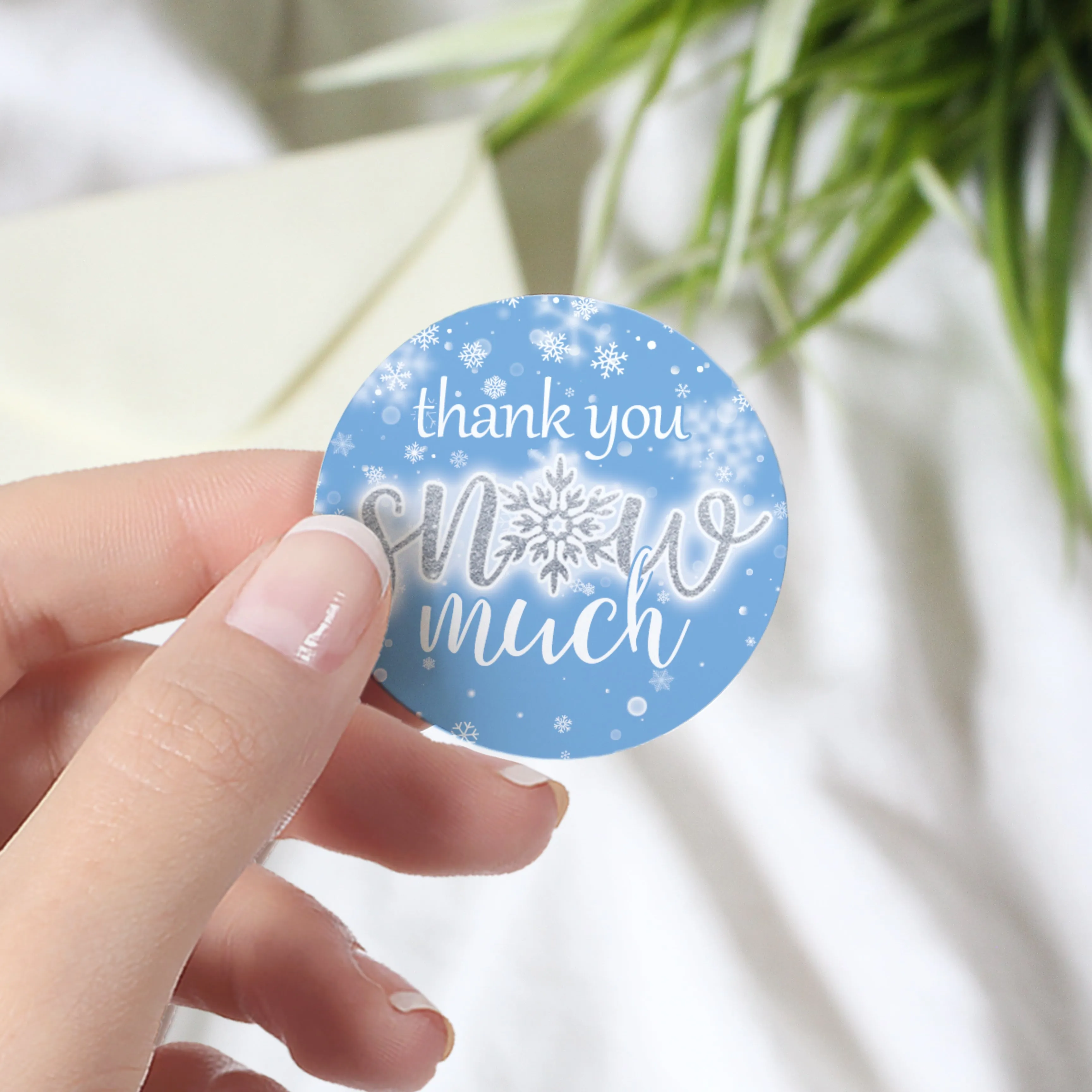 Little Snowflake: Blue -  Winter Birthday or Baby Shower - Thank You Snow Much Stickers - Boy - Baby It's Cold Outside - 40 Stickers