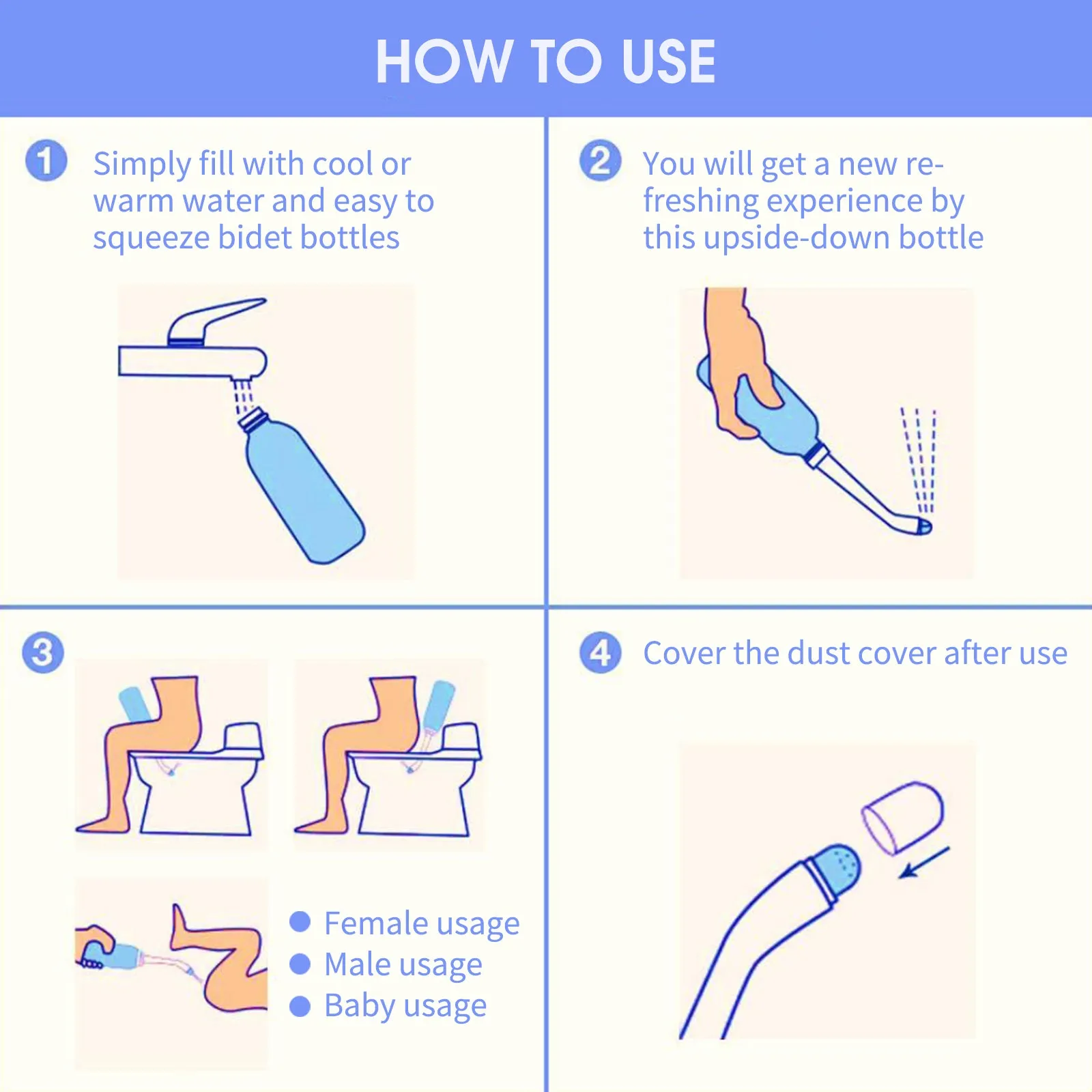 Portable Travel Bidet With 2 Nozzle Spray 500ml