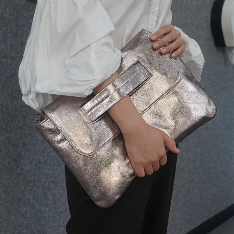 Retro Handbag with Sleeve Crossbody Shoulder Bag – Envelope Style PU Leather in Khaki, Black, Gray