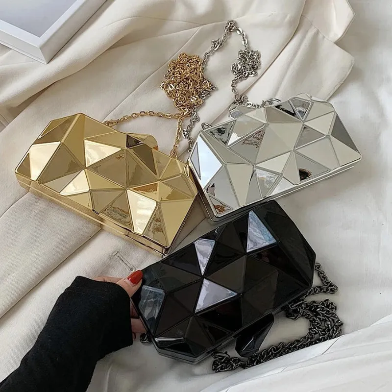 Shine and Glam Women's Geometric Style Clutch Bag