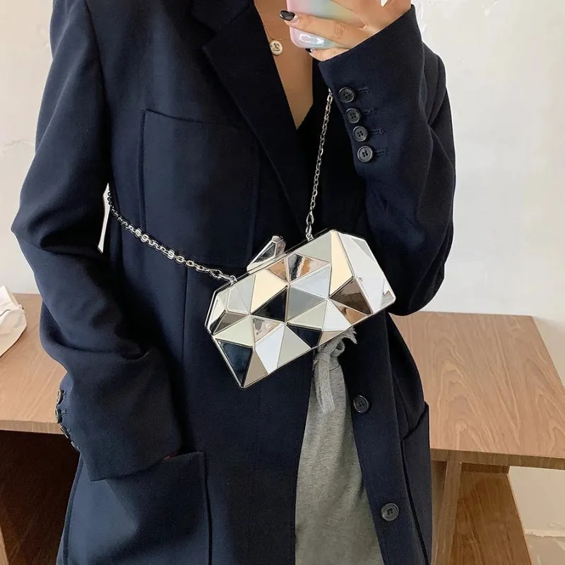 Shine and Glam Women's Geometric Style Clutch Bag