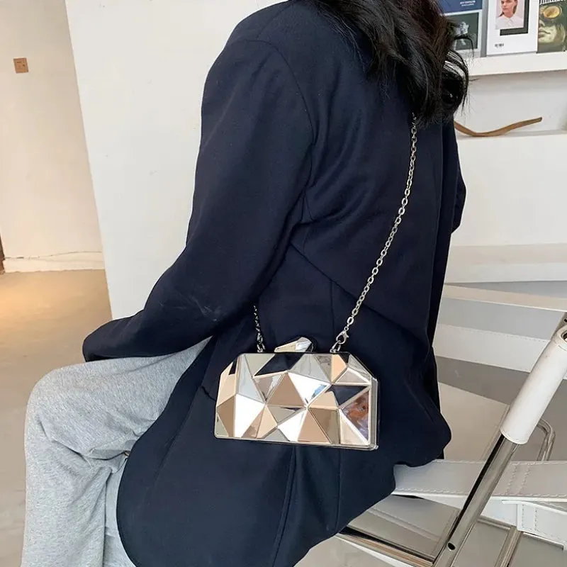 Shine and Glam Women's Geometric Style Clutch Bag
