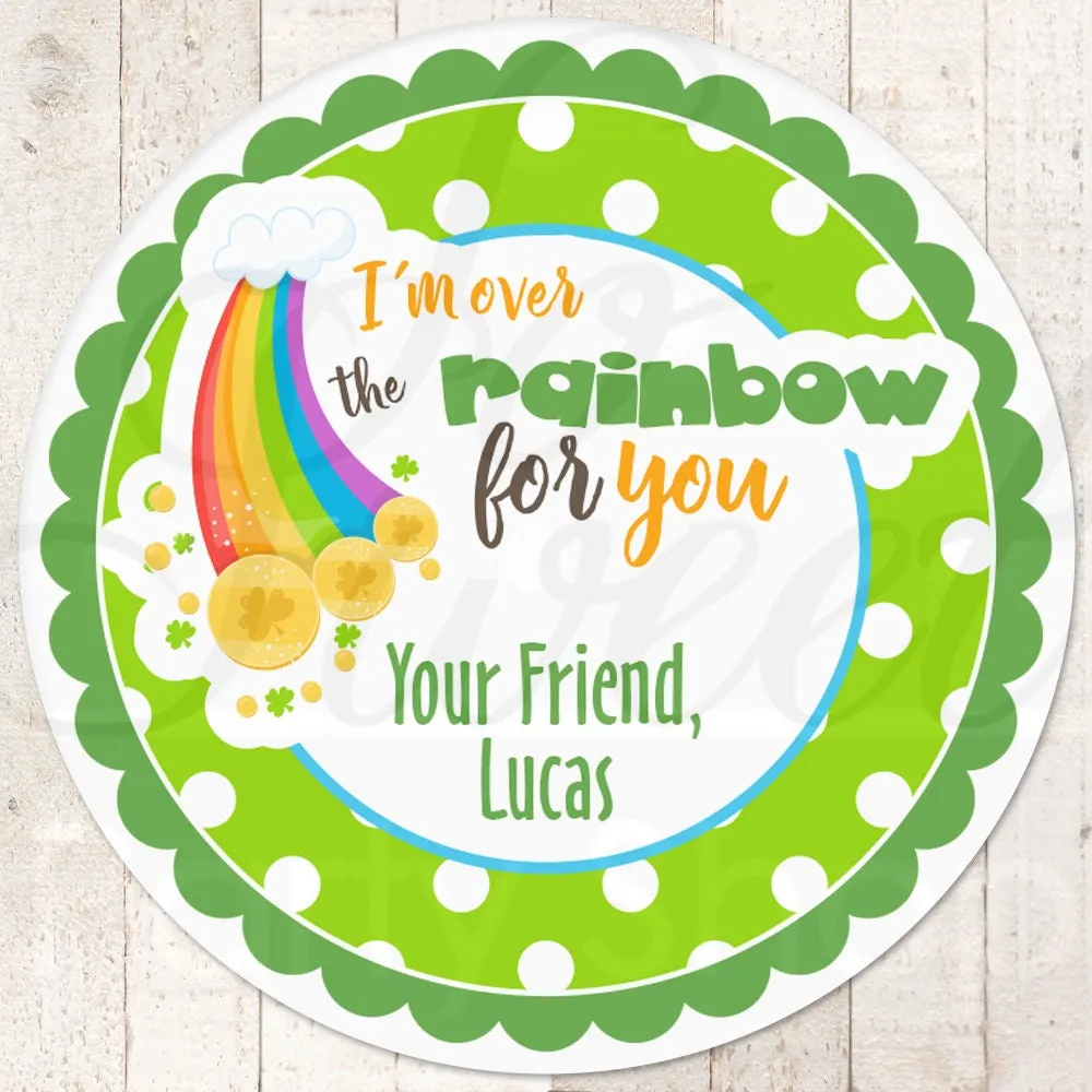 St Patricks Day Stickers, Over The Rainbow Treat Bag Stickers, Kids School Party St Patricks Labels, Leprechaun Shamrocks Irish - Set of 24