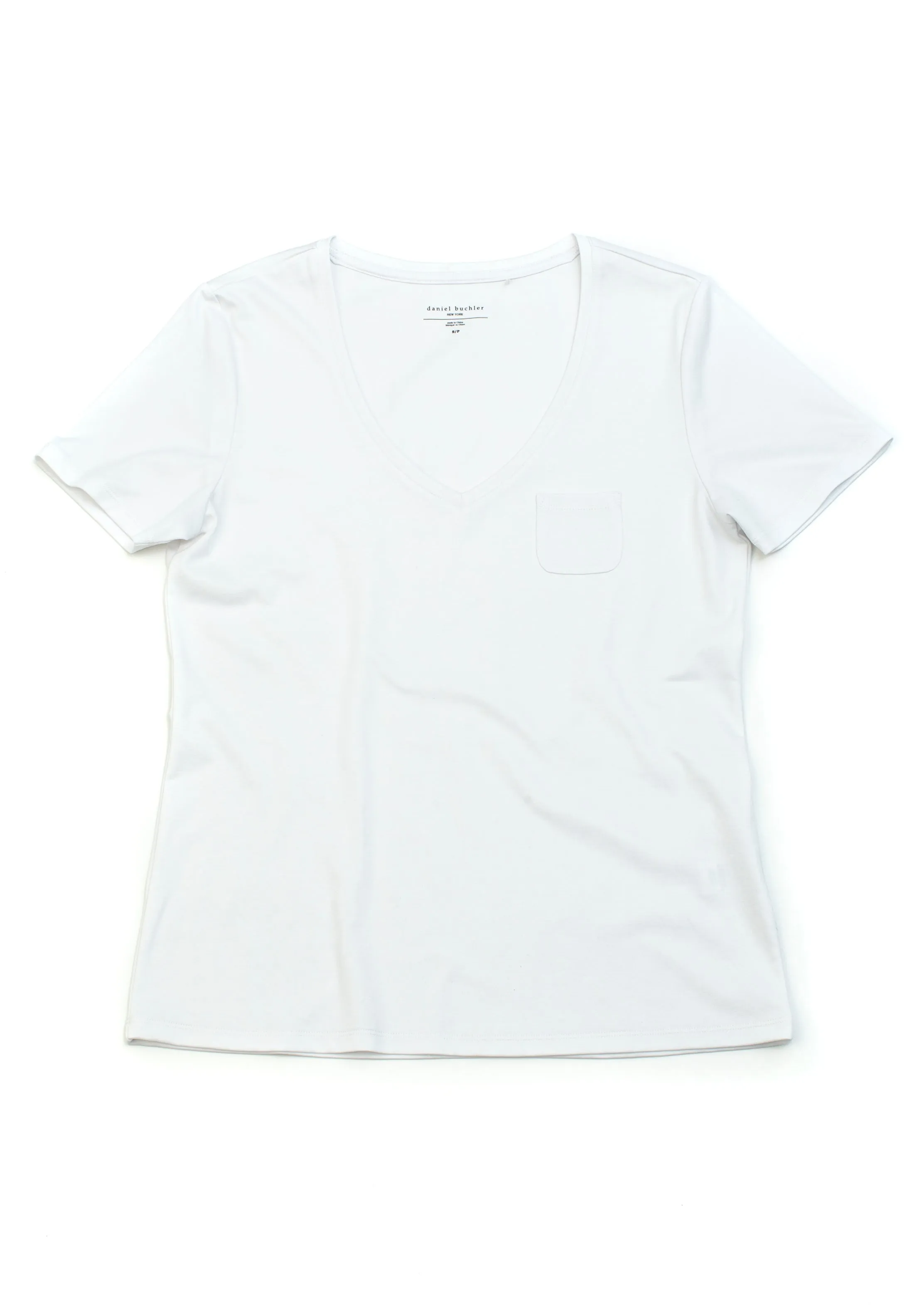 Super Fine Cotton/Spandex Short Sleeve V-Neck - White