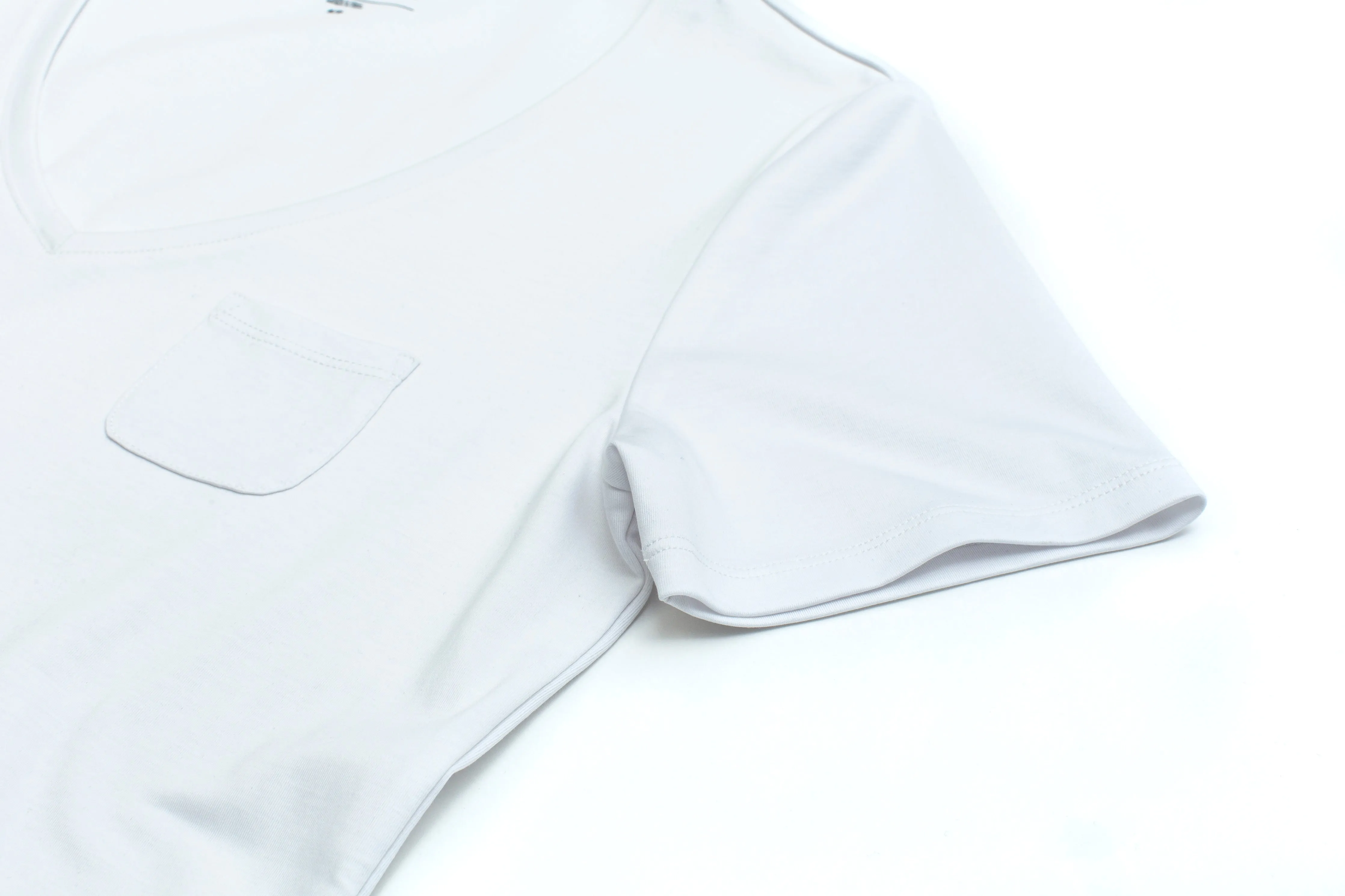 Super Fine Cotton/Spandex Short Sleeve V-Neck - White