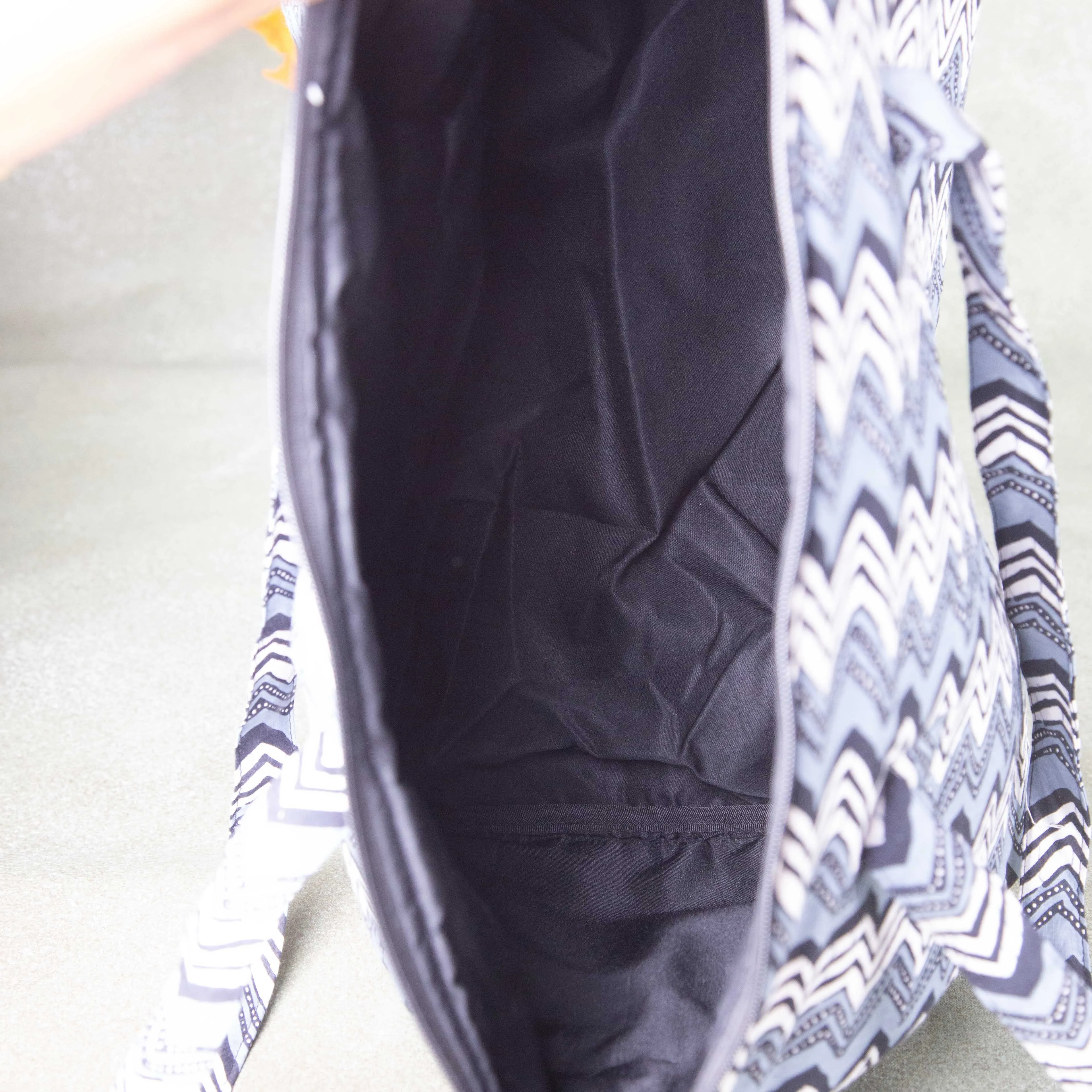Weekender Travel Bag Black Colour with Brown and Sandal Flower Printed