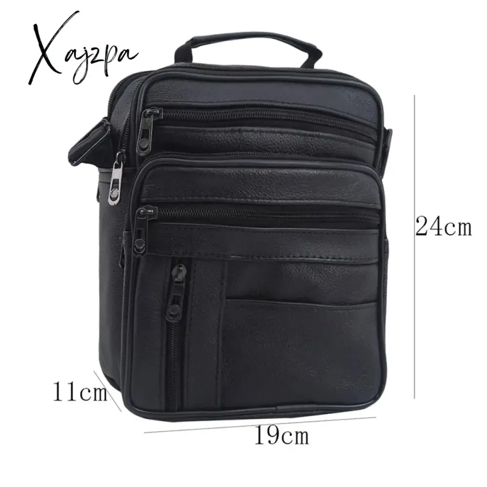 Xajzpa - Men PU Leather Briefcases High Quality Cowhide Leather Handbags Male Zipper Messenger Bags for Ipad Male Shoulder Bag