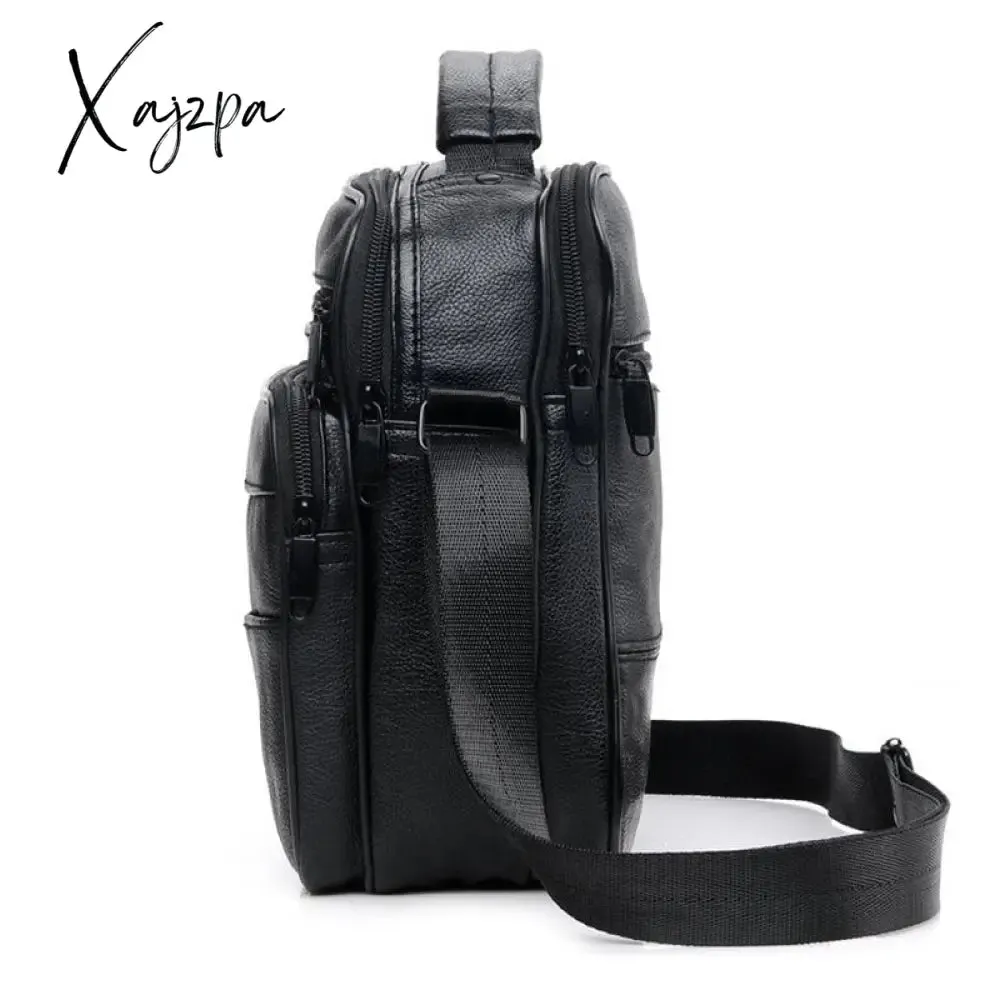Xajzpa - Men PU Leather Briefcases High Quality Cowhide Leather Handbags Male Zipper Messenger Bags for Ipad Male Shoulder Bag