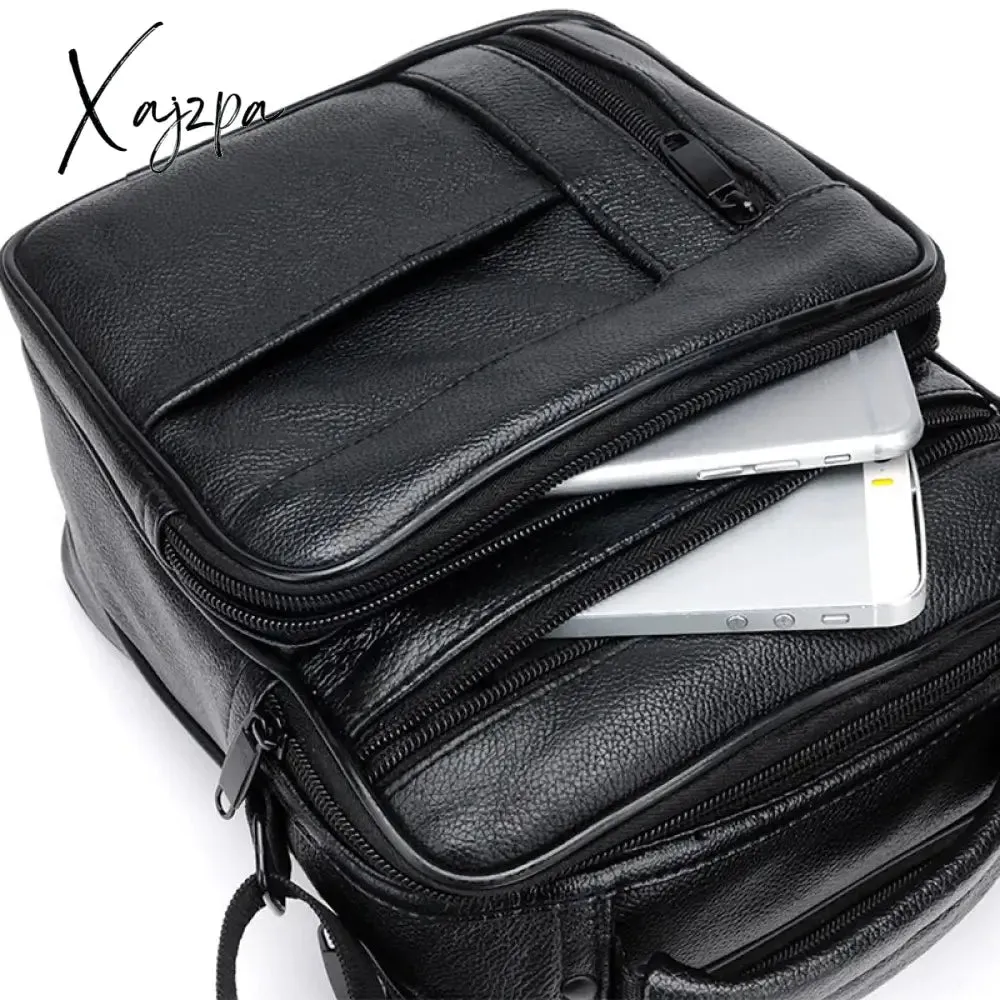 Xajzpa - Men PU Leather Briefcases High Quality Cowhide Leather Handbags Male Zipper Messenger Bags for Ipad Male Shoulder Bag