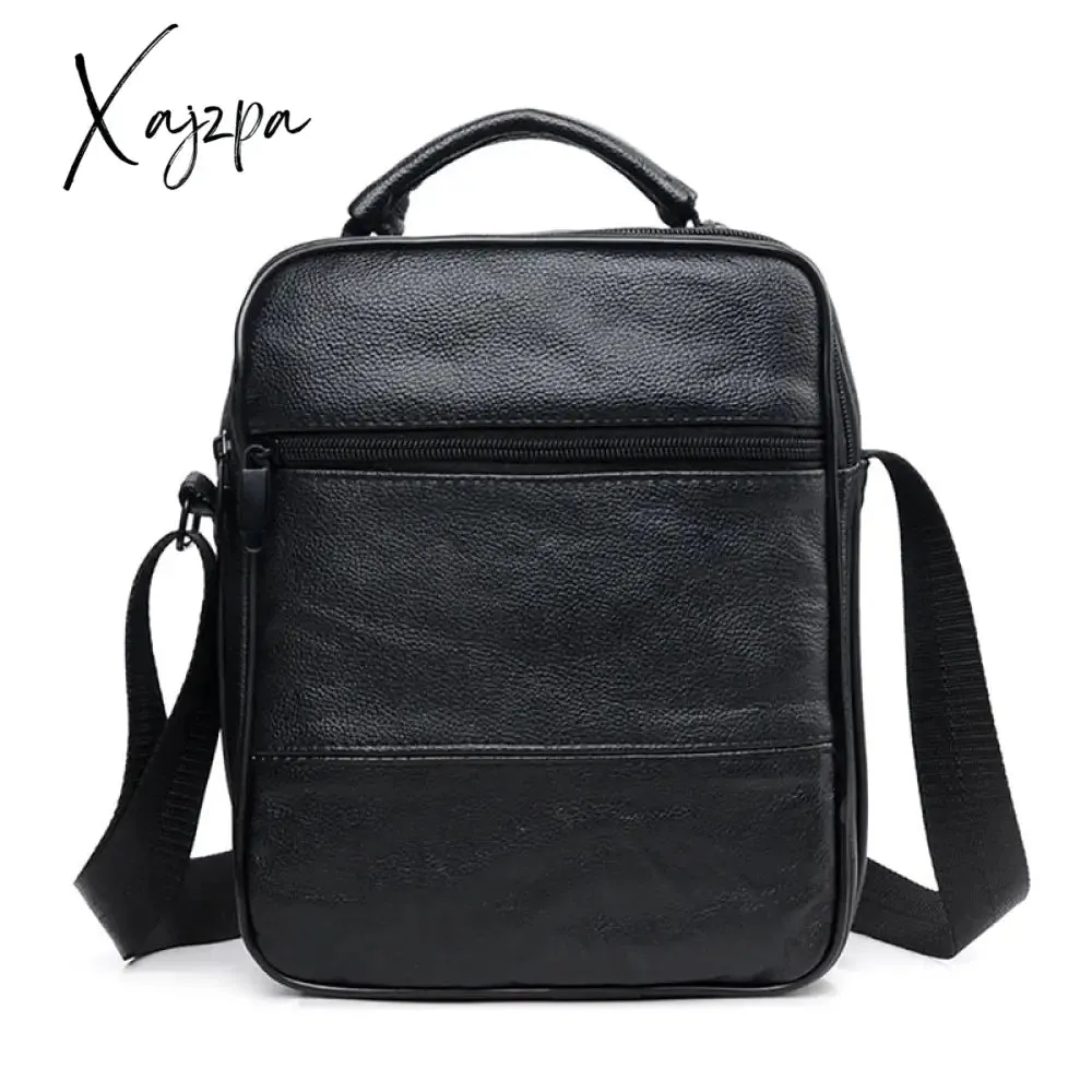 Xajzpa - Men PU Leather Briefcases High Quality Cowhide Leather Handbags Male Zipper Messenger Bags for Ipad Male Shoulder Bag