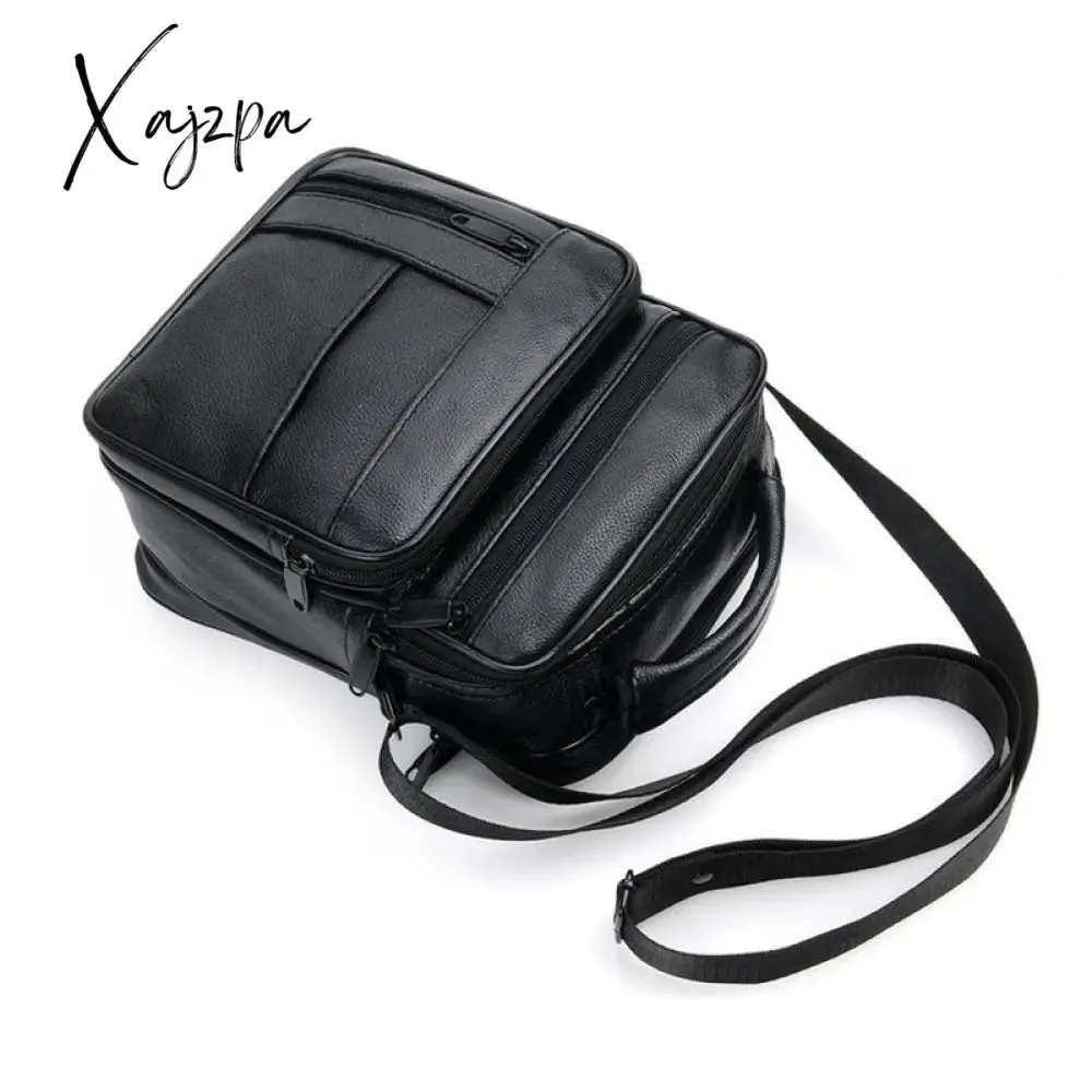 Xajzpa - Men PU Leather Briefcases High Quality Cowhide Leather Handbags Male Zipper Messenger Bags for Ipad Male Shoulder Bag
