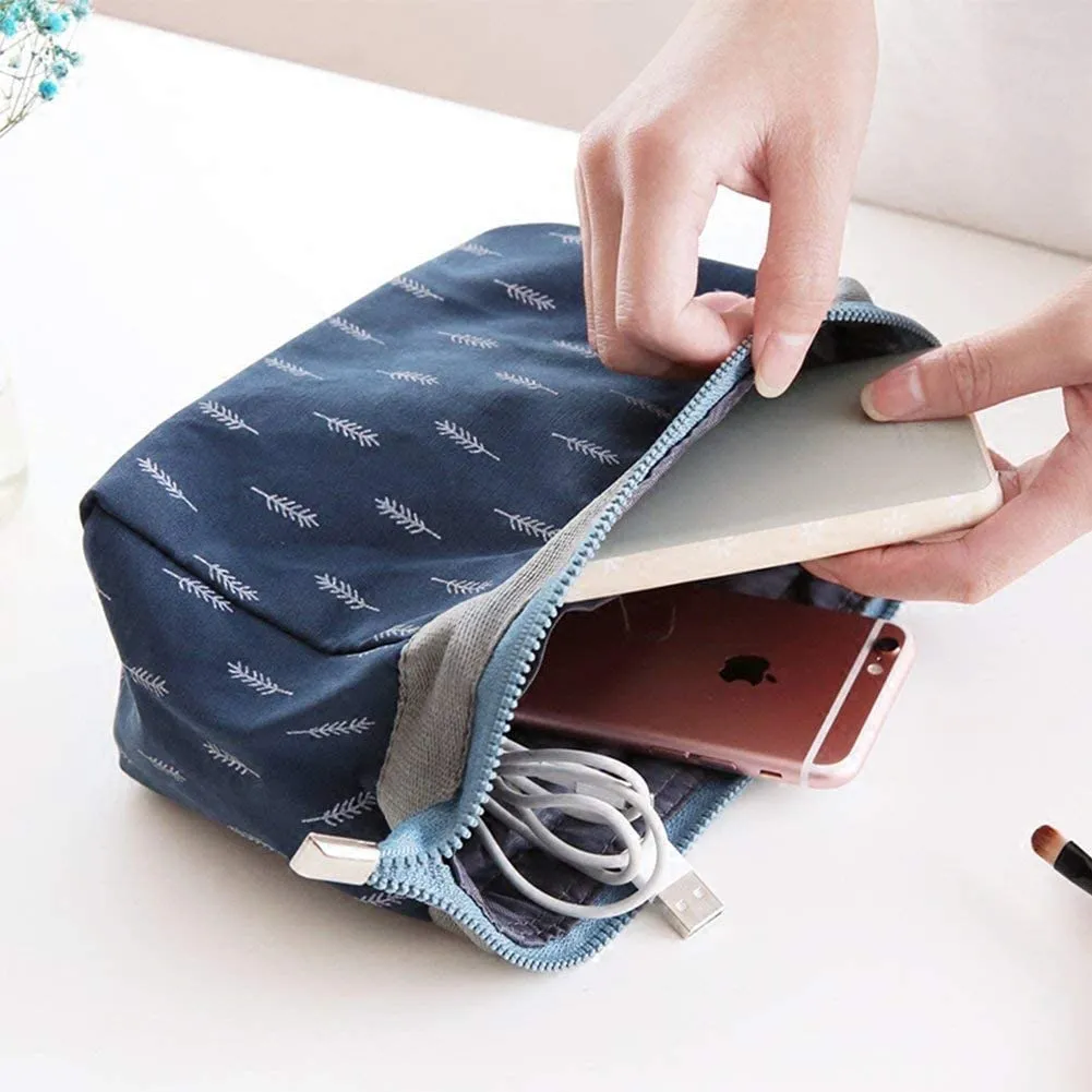 Xelvix Print 10 Cms Cosmetic Pouch (M_TSB192_Grey, Blue)